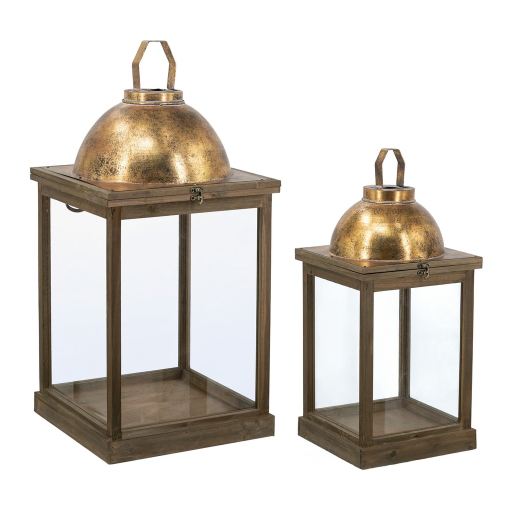 ANTIQUE GOLD LANTERNS S/2