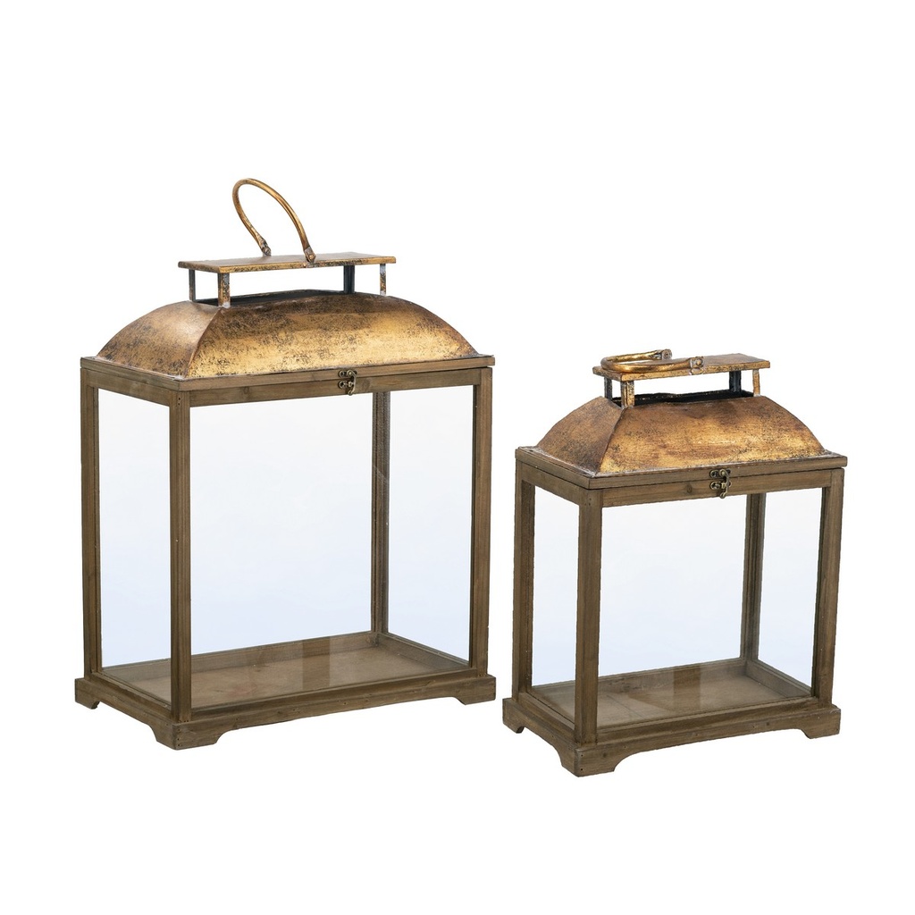 ANTIQUE GOLD LANTERNS S/2