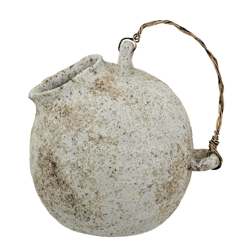 HAND-PULLED DECORATIVE JUG WITH WIRE HANDLE