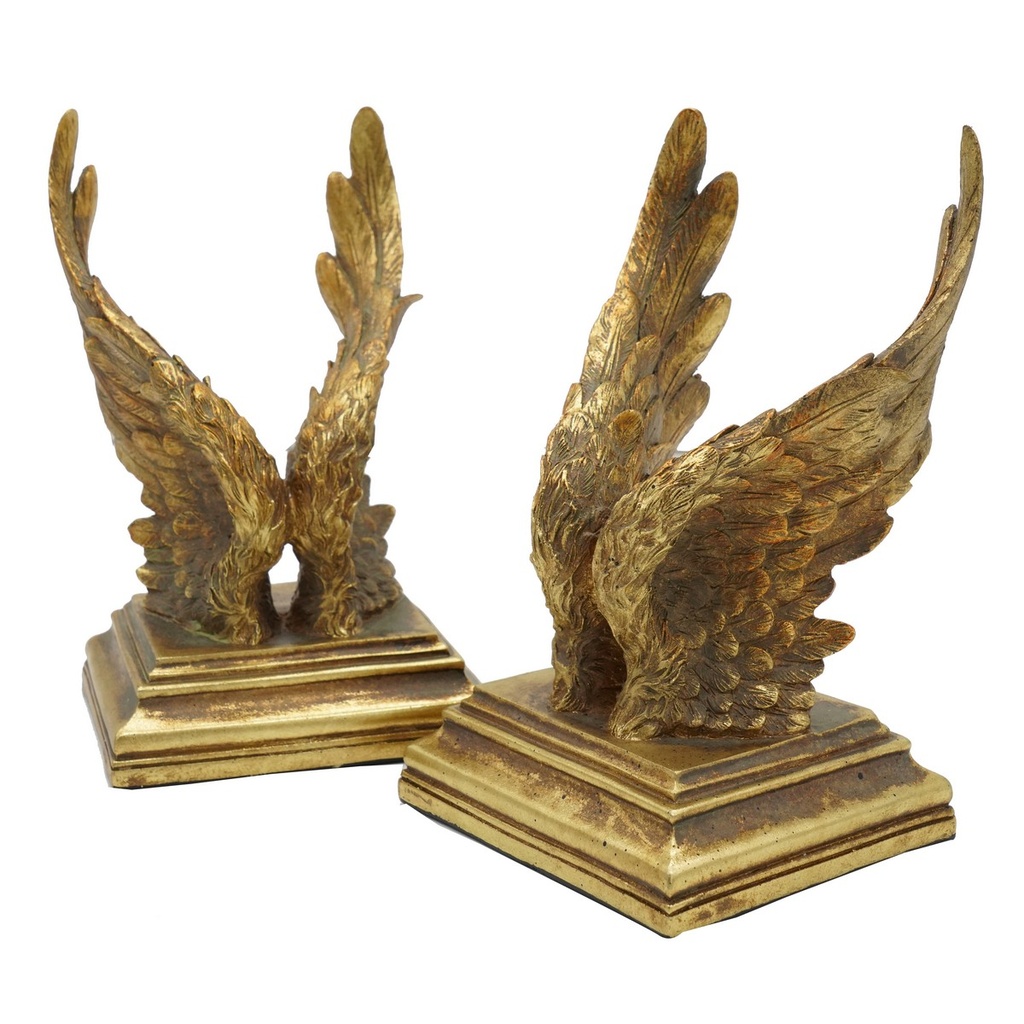 GOLD ANGEL WINGS BOOK ENDS SET/2