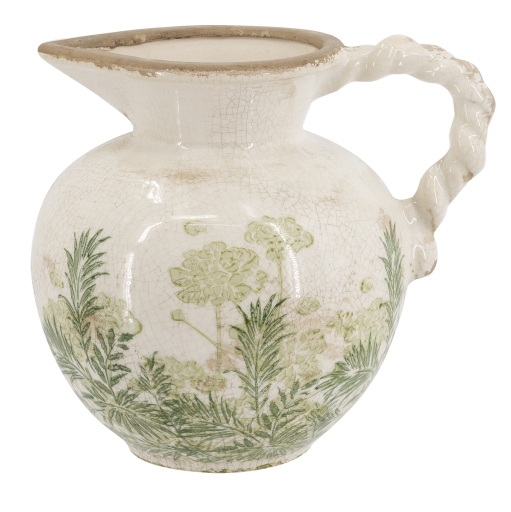 CERAMIC GREEN FLORAL VASE