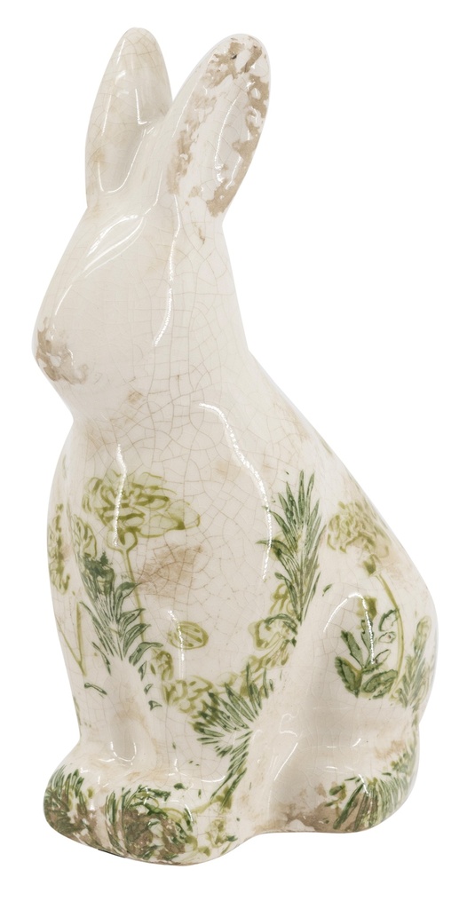 CERAMIC GREEN FLORAL RABBIT