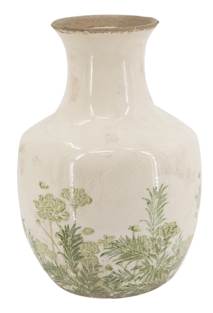 CERAMIC GREEN FLORAL VASE