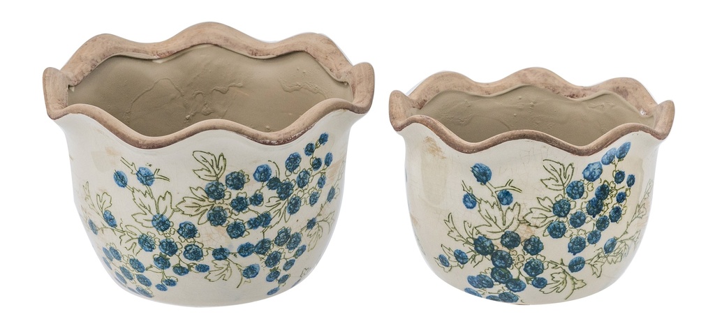 BLUEBERRY CERAMIC VASE SET/2