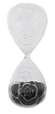 ROSE EMBOSSED HOUR GLASS WITH BLACK SAND - SMALL