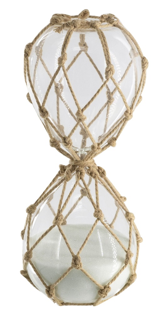WOVEN HOUR GLASS WITH WHITE SAND - LARGE