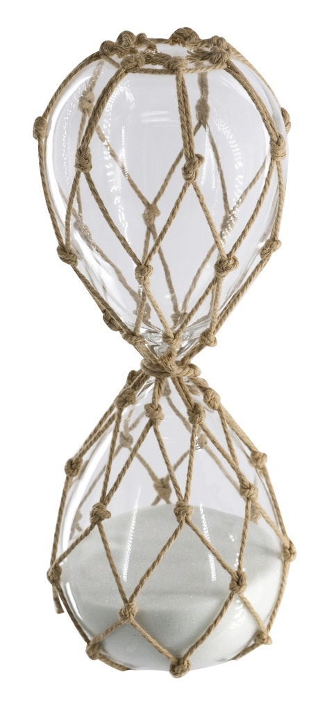 WOVEN HOUR GLASS WITH WHITE SAND - SMALL
