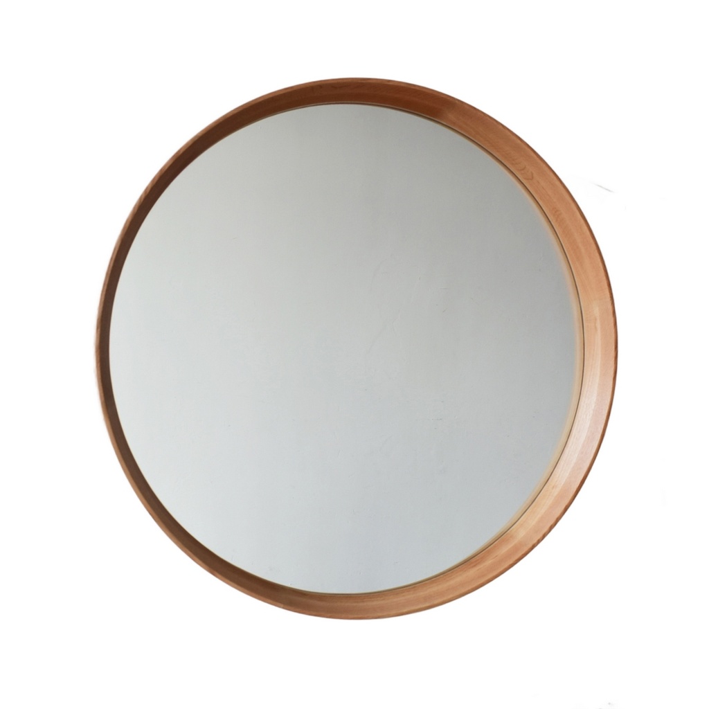 NATURAL OAK ROUND FRAMED MIRROR