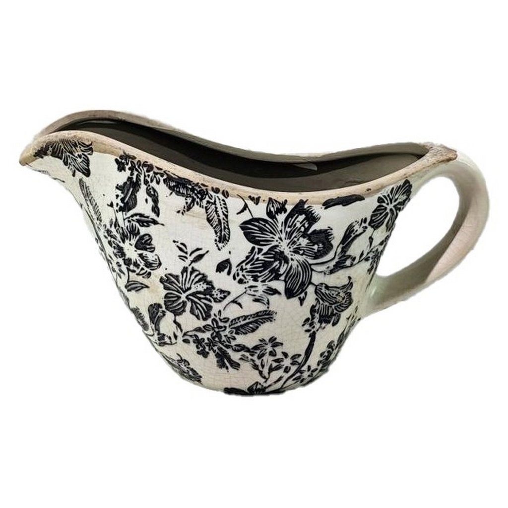 BLACK FLORAL CERAMIC  JUG - BLACK