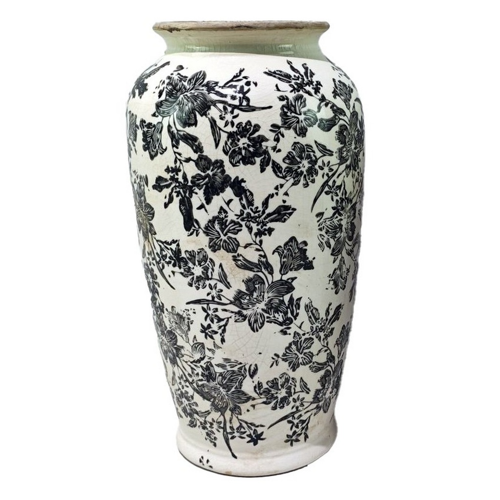 BLACK FLORAL VASE - BLACK
