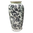 BLACK FLORAL VASE - BLACK