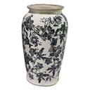 BLACK FLORAL VASE - BLACK