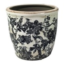 BLACK FLORAL POT - BLACK