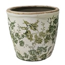 GREEN FLORAL POT - GREEN