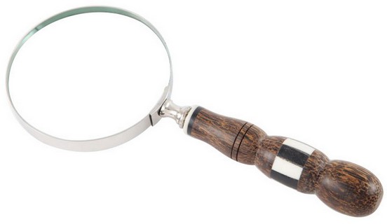 BRASS ALUMINIUM MAGNIFIER W/ WOODEN HANDLE