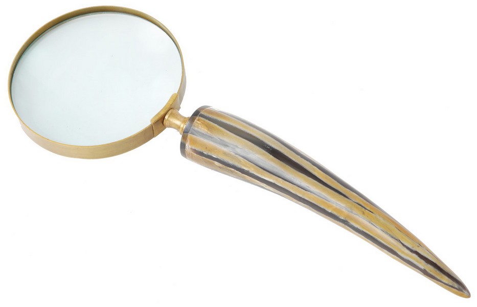 BRASS ALUMINIUM MAGNIFIER W/ HORN HANDLE