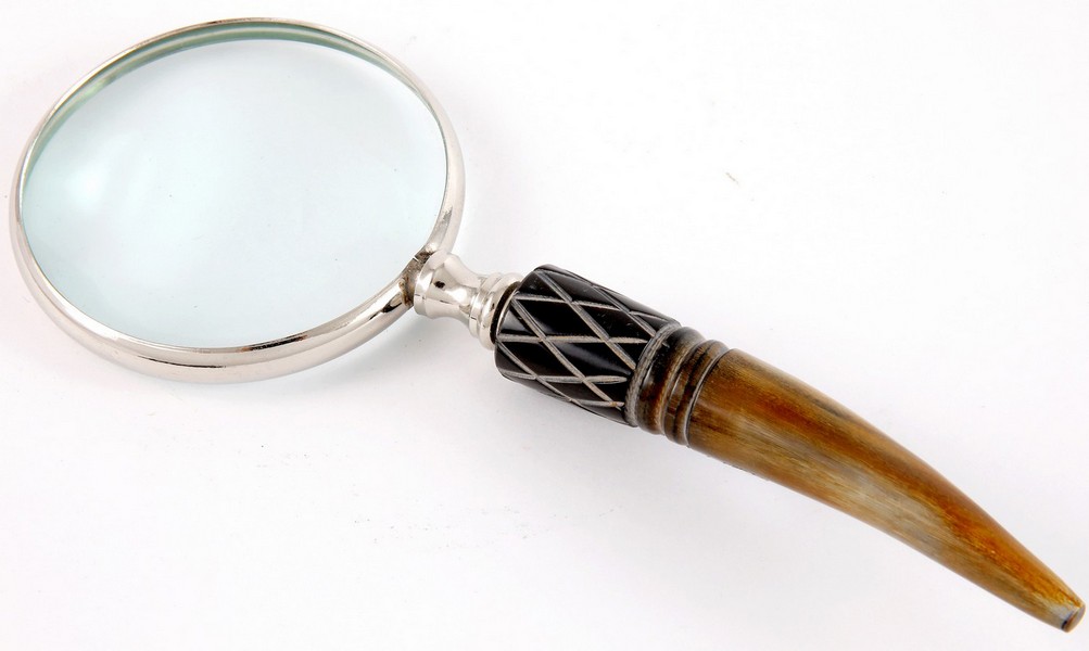 BRASS ALUMINIUM MAGNIFIER W/ HORN HANDLE