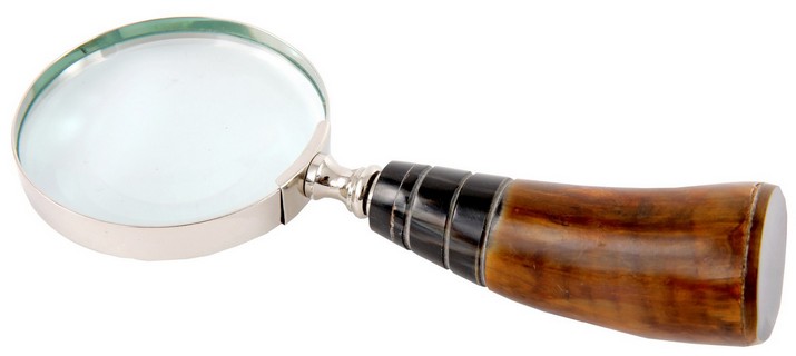 BRASS ALUMINIUM MAGNIFIER W/ HORN HANDLE