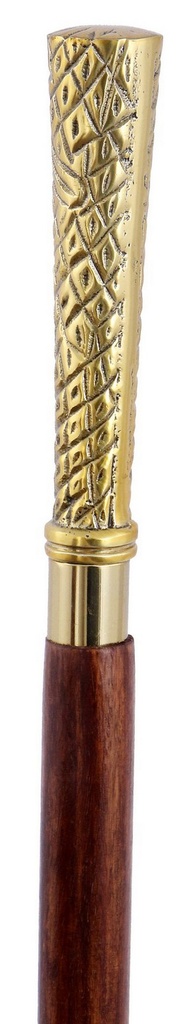 WOODEN WALKING STICK W/ BRASS HANDLE