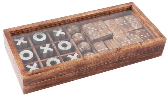 WOODEN GAMES SET - 3 GAMES