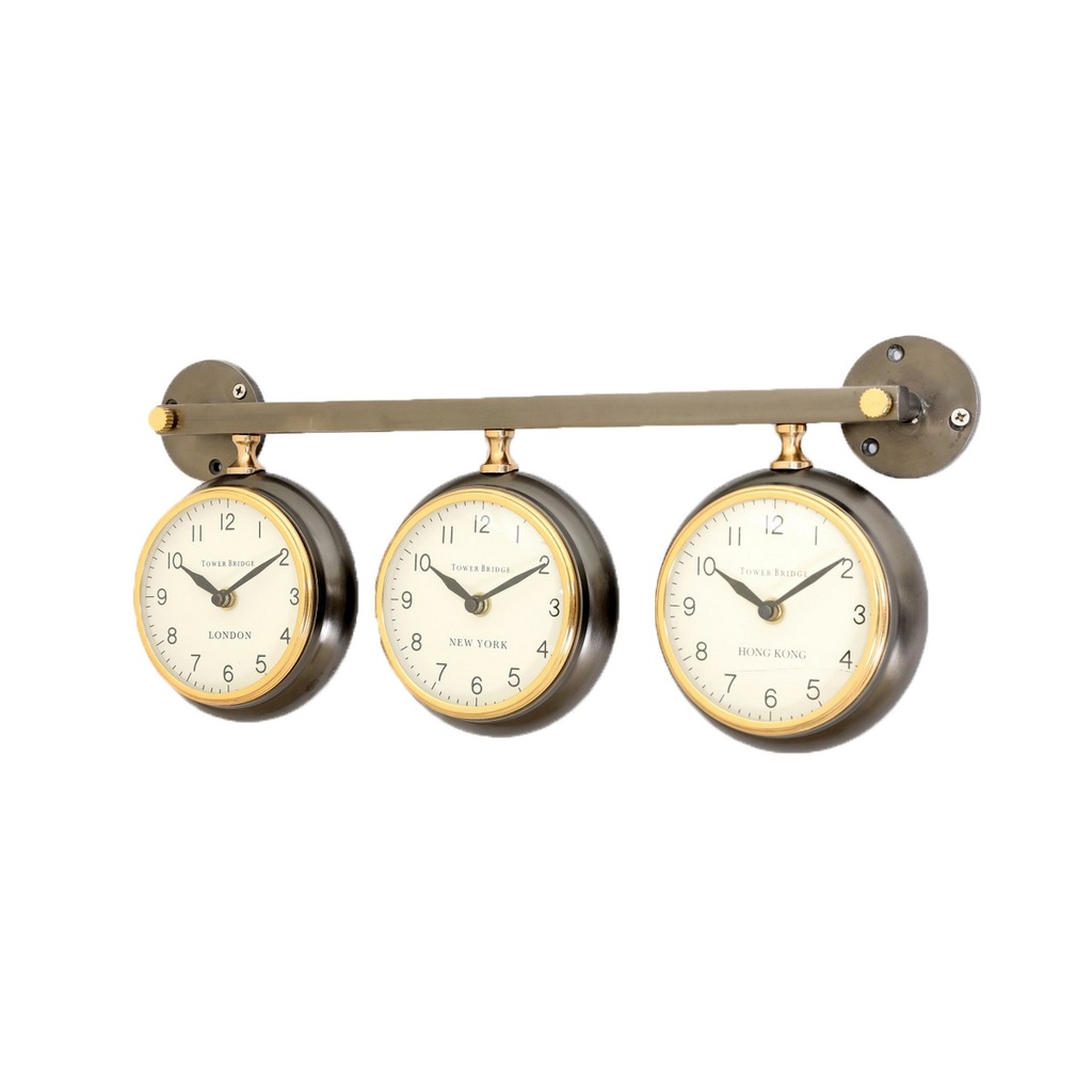 ALUMINIUM/WOOD WORLD WALL CLOCK