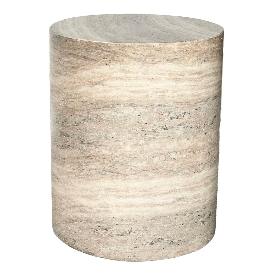 TRAVERTINE STOOL/SIDE TABLE - BLUE
