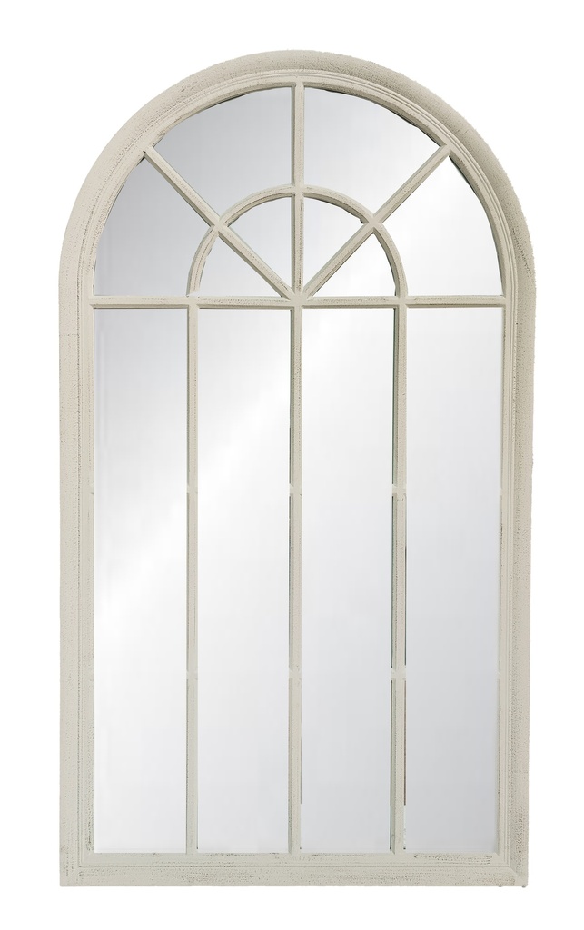 VINTAGE CREAM CHURCH WINDOW MIRROR