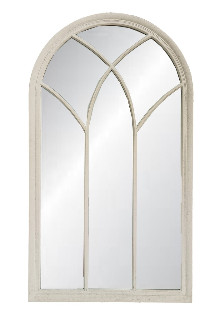 VINTAGE CREAM CHURCH WINDOW MIRROR