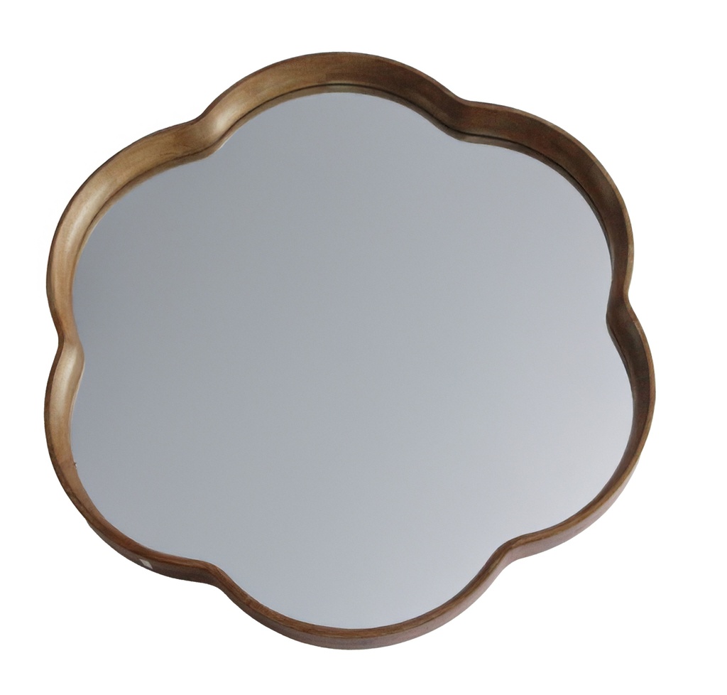 ROUND SQUIGGLE MIRROR - WALNUT