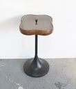 CLOVER SIDE TABLE W/GLASS LID - WALNUT/BLACK