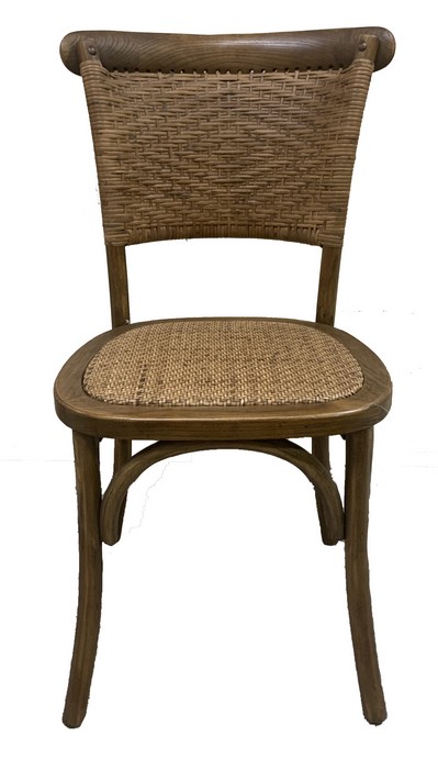 RATTAN WEAVE DINING CHAIR - ANTIQUE OAK