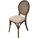 HERITAGE DINING CHAIR - BURNT OAK W / NATURAL LINEN SEAT