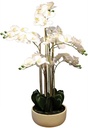 REAL TOUCH ORCHID 7 SPRAY - WHITE WITH CAESARSTONE POT