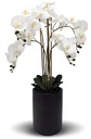 REAL TOUCH ORCHID 5 SPRAY WHITE WITH TALL BLACK POT