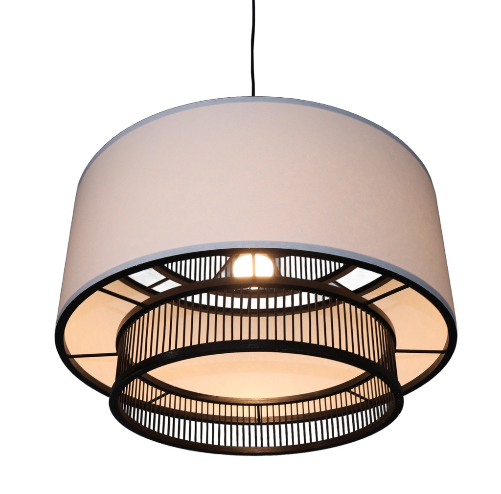 BAMBOO & LINEN PENDANT  - NATURAL/BLACK