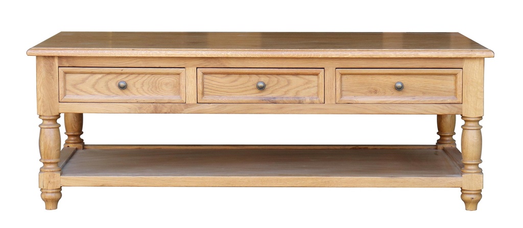 OAK COFFEE TABLE 6 DRAWERS