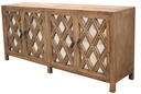 4 DOOR ELM SIDEBOARD, MIRRORED DOORS 