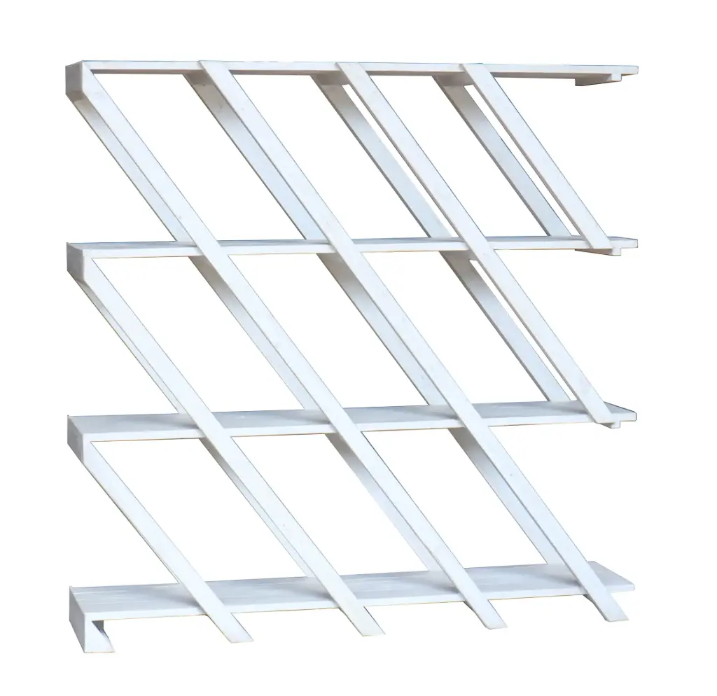 ANTIQUE WHITE  DIAGONAL SHELVING - OLD PINE