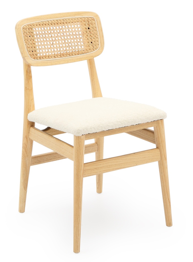 BOSTON ELM DINING CHAIR w/ BOUCLE DINING CHAIR - NATURAL