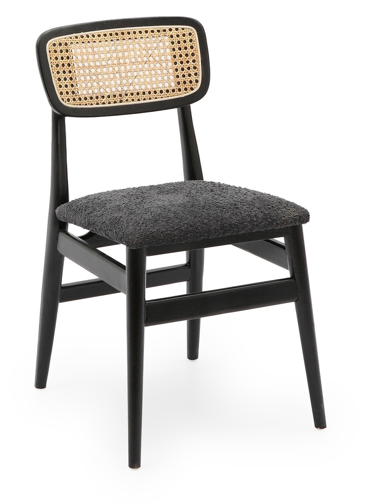 BOSTON ELM DINING CHAIR w/ BOUCLE DINING CHAIR - BLACK