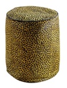 LEOPARD LEATHER ROUND OTTOMAN