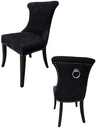 MIAMI DINING CHAIR BLACK CHENILLE FABRIC W/SS NAILS & RING