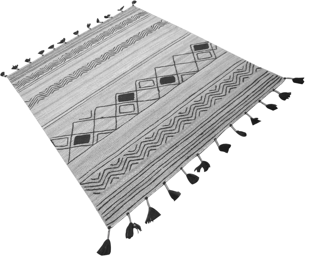JOHAN HAND WOVEN RUG - JUTE /WOOL - JUTE /WOOL - NATURAL/BLACK