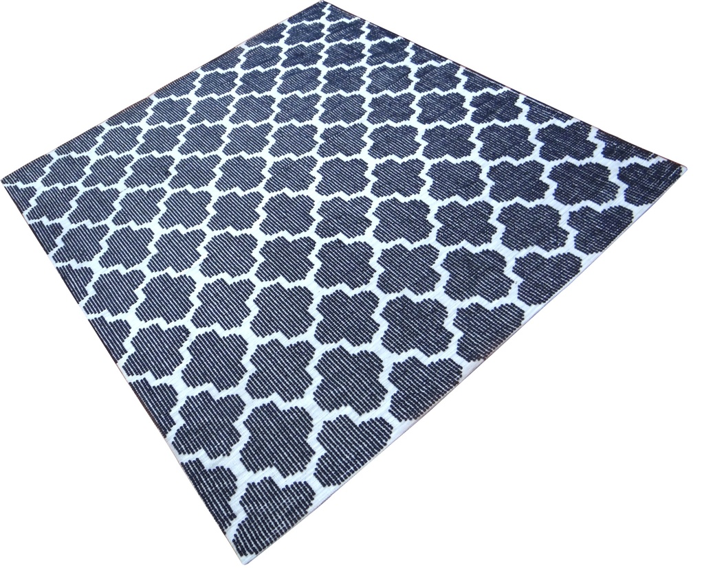 MAGNUS MACHINE KNITTED RUG - MICRO POLYESTER - MICRO POLYESTER - INDIGO/WHITE