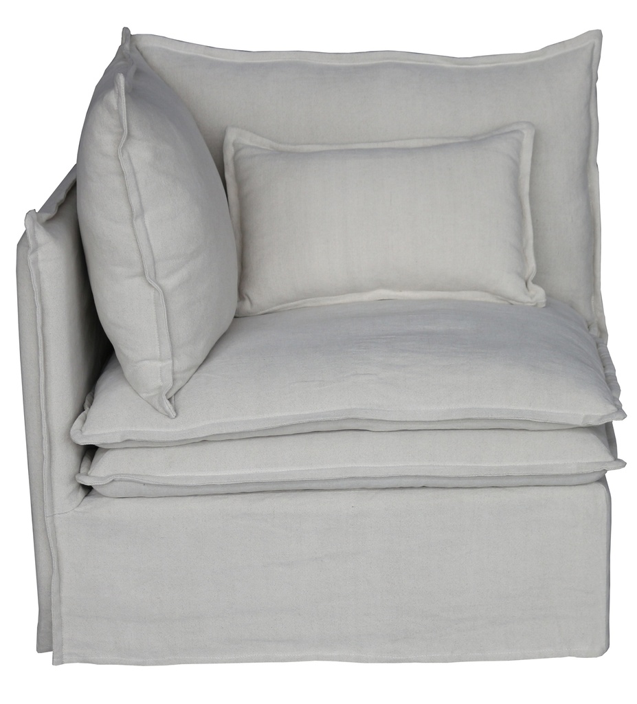 MALTA DOUBLE CUSHION SECTIONAL CORNER LEFT - SALT & PEPPER