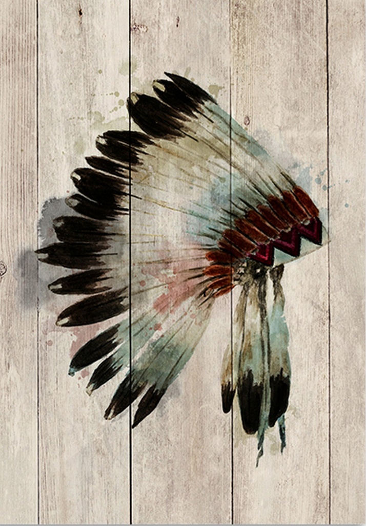 1103575 WOOD PANEL ART - WATERCOLOUR CHIEFTAN