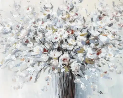 [AC7002] HAND PAINTED FLOWER PAINTING - GOLD FRAME