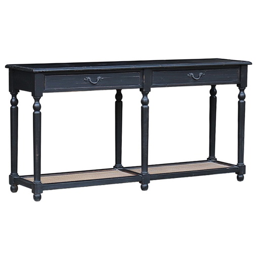 [CF8227] BLACK & RATTAN DOUBLE CONSOLE