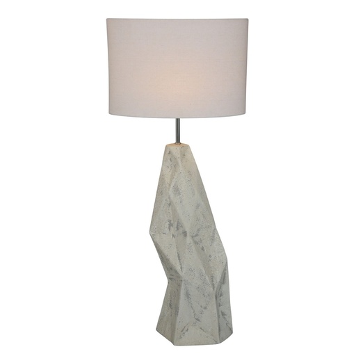 [RS3035] STONE CERAMIC FLOOR LAMP W/GREY LINEN SHADE