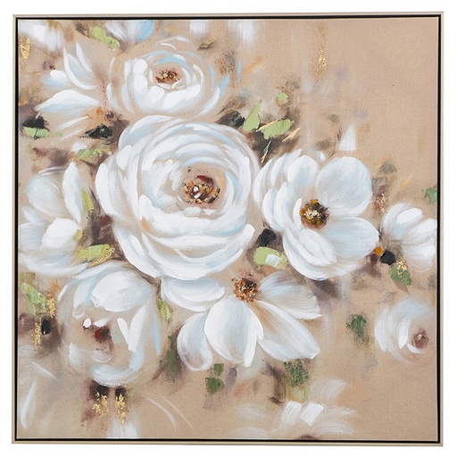 [AC7007] HAND PAINTED FLOWER PAINTING - GOLD FRAME